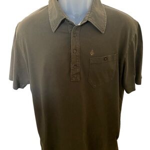 VOLCOM Stone Olive Green Polo Skate Shirt Men L Large